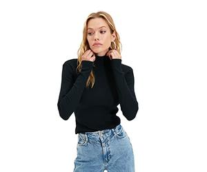 Trendyol Woman Fitted Bodycon High Neck Knit Blouse Camisa, Black, XS para Mujer