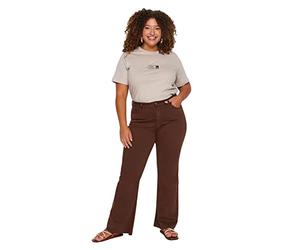 Trendyol Woman High Waist Skinny fit Plus Size Jeans Pantalones, marrón, 46 Grande para Mujer