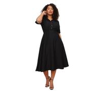 Trendyol Woman Midi A-Line Relaxed Fit Woven Plus Size Dress Vestido para Mujer, Negro, 46FR