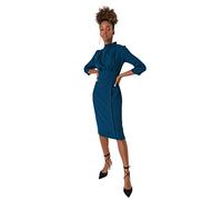 Trendyol Woman Midi Bodycon Standing Collar Woven Dress, Vestido Mujer, Petrol, 38