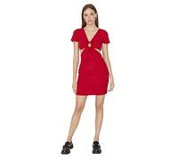 Trendyol Woman Mini A-Line V-Neck Woven Dress Vestido, Red, 34 para Mujer