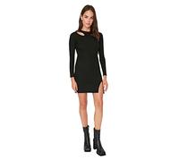 Trendyol Woman Mini Bodycon Crew Neck Knit Dress Vestido, Black, L para Mujer