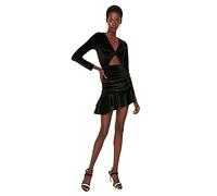 Trendyol Woman Mini Bodycon V-Neck Woven Dress Vestido, Black, 34 para Mujer