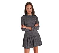 Trendyol Woman Mini Standard Crew Neck Woven Dress, Vestido Mujer, Black, 38