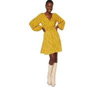 Trendyol Woman Mini Standard Crew Neck Woven Dress Vestido, Mustard, 40 para Mujer
