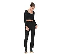 Trendyol Woman Normal Waist Straight Sweatpants, Pantalones de chándal Mujer, Black, L