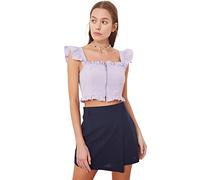 Trendyol Woman Regular Standard Square Collar Woven Blouse, Camisa Mujer, Lila, 38