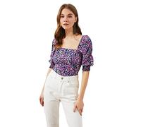 Trendyol Woman Regular Standard Square Collar Woven Blouse, Camisa Mujer, Very Colorful, 34