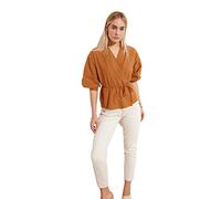 Trendyol Woman Regular Standard V Neck Woven Blouse, Camisa Mujer, Camel, 38