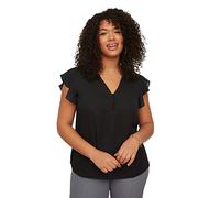 Trendyol Woman Regular Standard V Neck Woven Plus Size Blouse Camisa, Black, 46 para Mujer