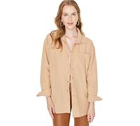 Trendyol Woman Relaxed Standard Collar Woven Shirt Camisa, Camel, 36 para Mujer