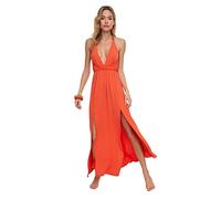Trendyol Women Beachwear Maxi Basic Relaxed fit Woven Dress, Mujer Beachwear Maxi Basic Relaxed Fit Woven Dress Mujer, Orange,