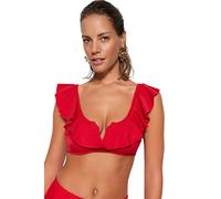 Trendyol Women Bralette Knit Bikini Top, baño Mujer, Red,
