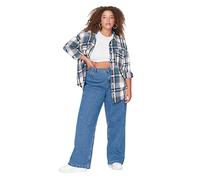 Trendyol Women High Waist Wide Leg Plus Size Jeans Pantalones, Azul, 74 Grande para Mujer