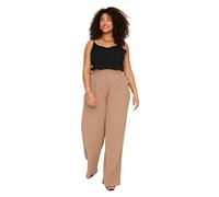 Trendyol Women High Waist Wide Leg Plus Size Trousers Pantalones, Mink, 82 Grande para Mujer