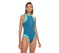 Trendyol Women Plain Zipper Detailed Knit Swimsuit baño, Azul (Petrol/Blue), 36 FR/ES (Talla de la Marca 34) para Mujer