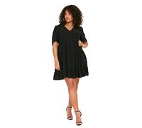 Trendyol Women Plus Size Mini A-Line Relaxed fit Woven Plus Size Dress, Mujer Plus Size Mini A-Line Relaxed fit Woven Plus Size Dress Mujer, Black,