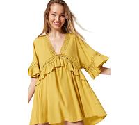 Trendyol Women Woven Dress Mujer Beachwear Mini Basic Regular fit Vestido Tejido, Oil Green, 38