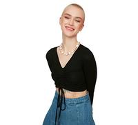 Trendyol Black Linking Detailed Knitted Blouse Blusa, Negro, M para Mujer