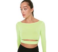 Trendyol Women's Green Cut out Detailed Crop - Blusa Deportiva para Mujer (Talla L)
