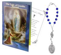 Trendzeen Rosario de Nuestra Señora de Lourdes - Rosario de una década con enlace de rosa y centro de mesa de medalla, 24 páginas, libro de novena de Lady Lourdes, tarjeta de oración para nuestro