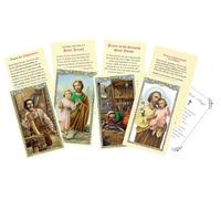 Trendzeen Tarjeta de oración de San José - 4 tarjetas laminadas de San José, tarjeta de oración de nuestro padre - oración por el empleo, para los padres, para el sueño, tarjeta de novena - Juego
