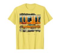 Trenes Arte Callejero Estilo Graffiti Camiseta, Hombre, Limón, XL