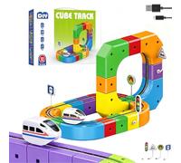 Trenes de Juguetes para Niños, Set de Tren Eléctrico Klickrail, Juego de carriles eléctricos de construcción, Sistema de Montaje 3D y Vagones Motorizados (Set de 51 Piezas + 1 Locomotoras)