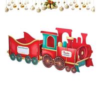 Trenes de regalos de Navidad, tren de regalo de Papá Noel, entrega alegría navideña, 15 pulgadas de alto x 39 pulgadas de largo, soporte de caja de regalo de tren de Navidad, tren expreso de cartón