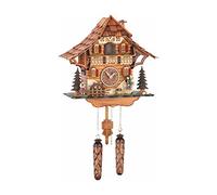Trenkle Reloj cucú de Cuarzo Casa de la Selva Negra con Rueda de Molino y Hombre Cargando un Reloj Que se mueven, con música TU 478 QM HZZG
