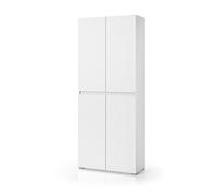 Trentiner Mueble Auxiliar Multiusos Blanco con 4 Puertas con Tirador de Garganta y 7 Estantes Regulables en Altura 195 x 80 x 42 cm