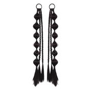 Trenza de boxeo de cola de caballo alta for mujer, 2 uds., dulces giros naturales for chicas picantes(Naturalblack)