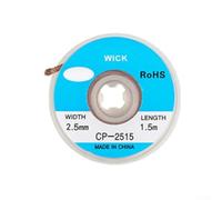 Trenza desoldadora diseñada para un rendimiento estable al eliminar el exceso de soldadura de componentes de paso fino (CP-2515)