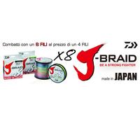 TRENZADO PESCA 8 HILOS J-BRAID PE X8 DAIWA 150 MT VARIOS DIÁMETROS LÍNEA MULT...