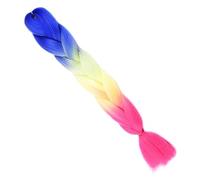 Trenzas de caja ombré de pelo sintético gigante de 24 pulgadas, largas, for mujer, estilo de fiesta, color azul, for alta temperatura(3 3)