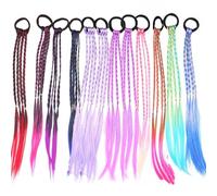 Trenzas de Colores para el Pelo, 12 Piezas Extensiones para Trenzas Extensiones de Pelo Accesorios para el Cabello Extensión Pelo Trenza Niña con Banda Elástic, para Fiesta Festivale Cosplay