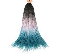 Trenzas de ganchillo retorcidas de 24 pulgadas, trenzas finas para mujeres, extensiones de cabello trenzado sintético azul ombré para uso diario, 9-24 pulgadas, 30 hebras