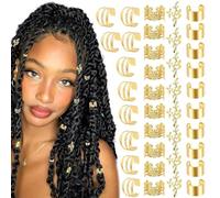 Trenzas de Joyería para el Cabello: 40x Clips para trenzas, Accesorios Decorativos Metálicos, Joyería Dreadlock con estilo, elementos de decoración duraderos y ligeros | Para rastas, trenzas, coletas