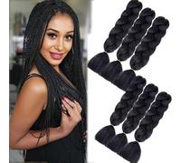 trenzas extensiones Cabelo sintético trenzado cabello negro 6 piezas 600g cabello trenzado Extensiones de cabello 60cm Ombre Trenzas sintéticas Afro Cabelo para caja Trenzas de ganchillo Negro