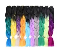 Trenzas gigantes degradadas coloridas sintéticas trenzadas 3 piezas/lote de extensiones de cabello de ganchillo peinados más de 100 colores 39#