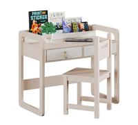 Treocho Juego de escritorio y silla para niños, escritorio de estudio para niños con cajones, juego de mesa y sillas para niños de 10 a 12 años, escritorio para estudiantes para escuela y sala de