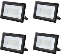treoir Foco LED Exterior 100W, Superbrillante 10000LM, IP66 Impermeable Proyector 3000K Blanco Cálido para Garaje, Jardín, Patio, Estacionamiento(4pcs)
