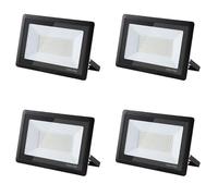 treoir Focos LED Exterior 100W, Superbrillante 10000LM, IP66 Impermeable Proyector 6000K Blanco Frío para Garaje, Jardín, Patio, Estacionamiento (4pcs)