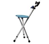 Trepapor De Muleta Triangle Para Ancianos, Caminante Portátil Con Placa Asiento, Silla Muleta Telescópica Aleación Aluminio Con Una Carga 100kg,Azul