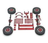 TREPMEUN Piezas de actualización for Coche RC WPL C64 C64-1, Eje Delantero y Trasero de Metal, Barra de Enlace, Montaje de Barra de tracción, Pedal Lateral, Juego de neumáticos, 1/16(Rood)