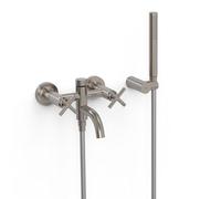 TRES 28317601AC MONT BLANCO Grifo Bimando Pared Bañera y Ducha Color Acero