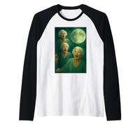 Tres Abuelitas Luna 3 Señoras Viejas Retro Aullando Maldito Meme Camiseta Manga Raglan