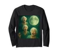 Tres Abuelitas Luna 3 Señoras Viejas Retro Aullando Maldito Meme Manga Larga