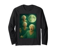 Tres Abuelitas Luna 3 Señoras Viejas Retro Aullando Maldito Meme Manga Larga
