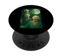 Tres Abuelitas Luna 3 Señoras Viejas Retro Aullando Maldito Meme PopSockets PopGrip Adhesivo